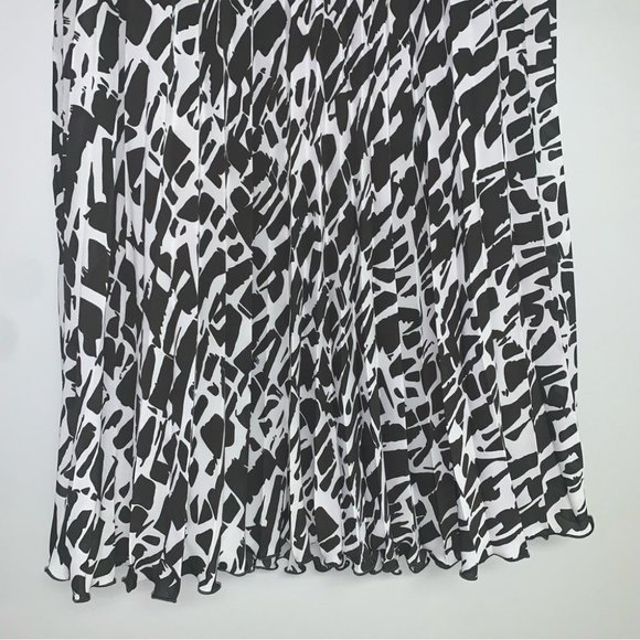 Maeve Pleated Midi Skirt Size XS White Grey Chiffon Abstract Anthropologie Hildi - Picture 5 of 10